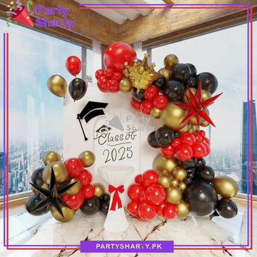 100pcs Red, Black, Metallic Rose Gold & Golden Balloon Garland Arch Kit For Party Event Decoration